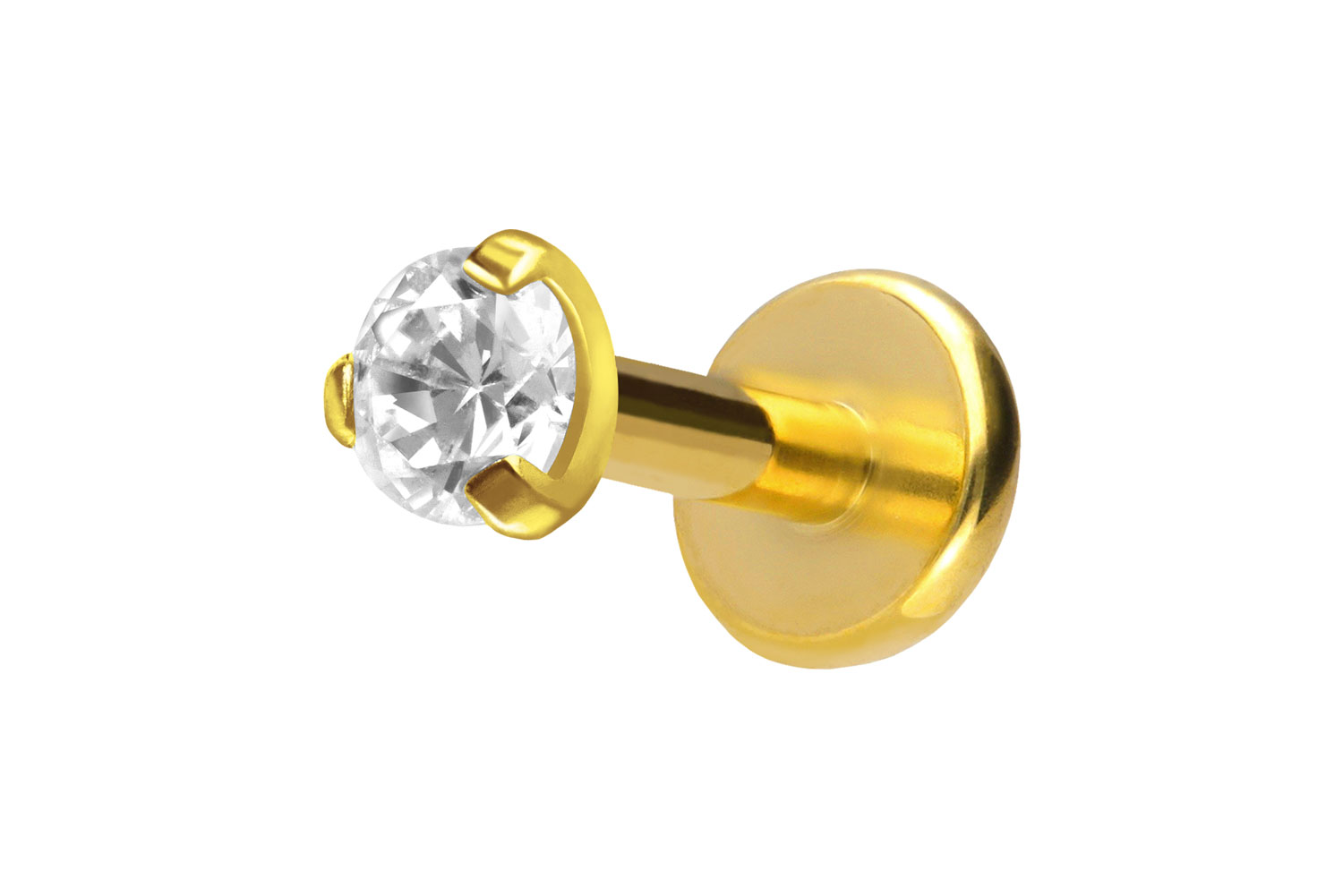Titan Labret Piercing mit Push Fit EINGEFASSTER KRISTALL